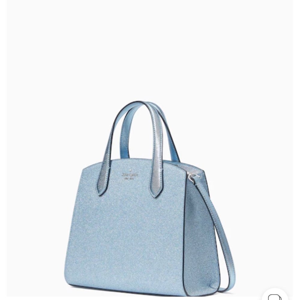 Kate Spade Satchel Purse Tinsel Glitter Bag Frosty Sky - Picture 3 of 4